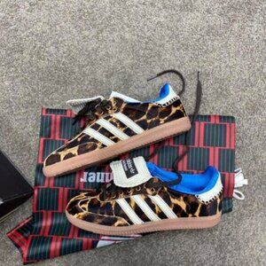 adidas Leopard Print Sneakers with Blue Accents